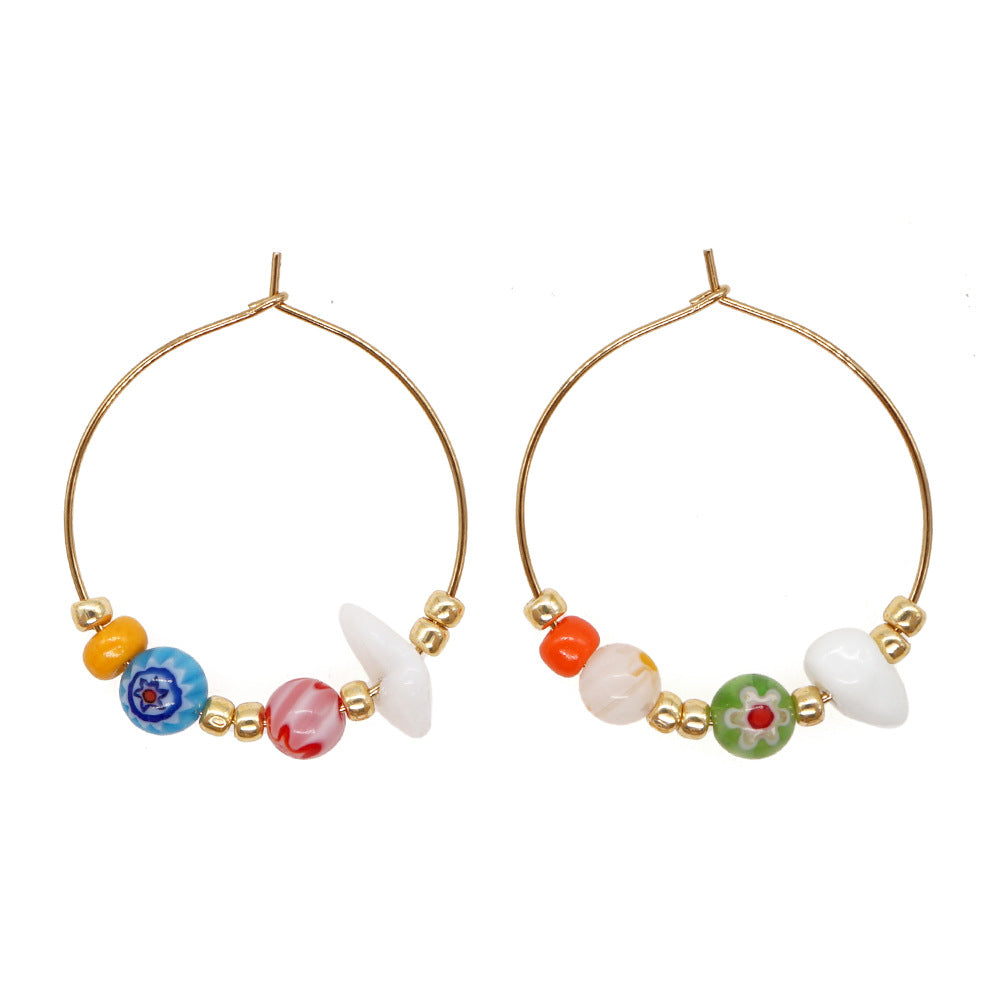 Joyas al por mayor Pendientes de cristal ahumado con ojos bohemios
